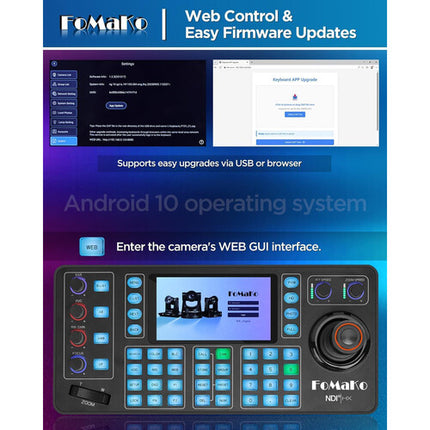 FoMaKo KC608N Controlador de Cámara PTZ con Joystick 4D Pantalla táctil 5.5" 4K PoE