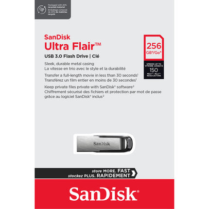 SanDisk 256GB Ultra Flair USB-A 3.2 Gen 1 Memoria Flash 150 MB/s