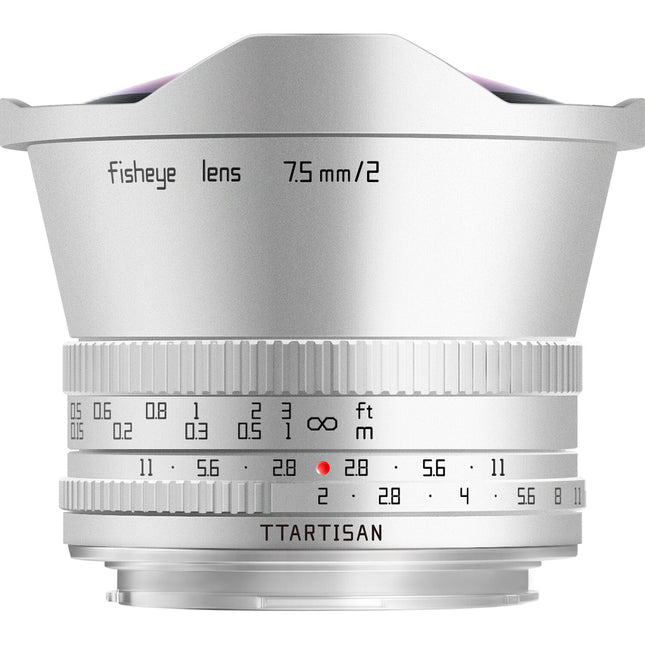 TTArtisan 7.5mm f2 Lente Ojo de Pez Micro Cuatro Tercios Plata MFT F11 Distancia Min 4.9"