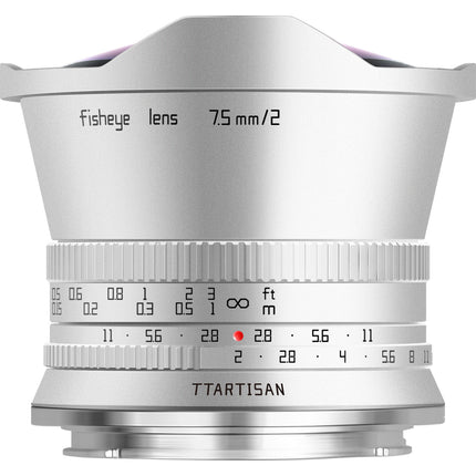 TTArtisan 7.5mm f/2 Lente Ojo de Pez Nikon Z Plata APS-C 4.9" Distancia mínima