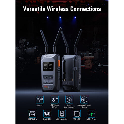 Lemorele R1100 Sistema de Transmisión de Video Inalámbrico Alcance 200 m Resolución 1080p60
