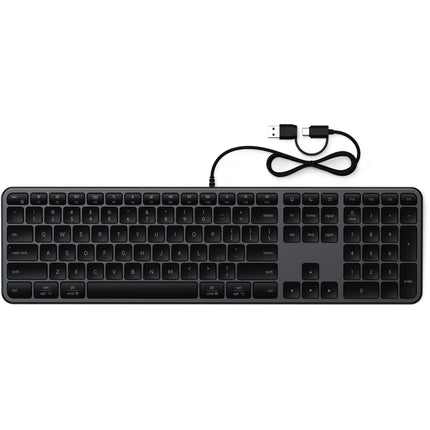 Teclado con Cable Satechi Slim LX3 USB-C Adaptador USB-A Diseño Delgado