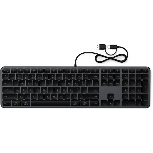 Teclado con Cable Satechi Slim LX3 USB-C Adaptador USB-A Diseño Delgado
