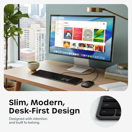 Teclado con Cable Satechi Slim LX3 USB-C Adaptador USB-A Diseño Delgado