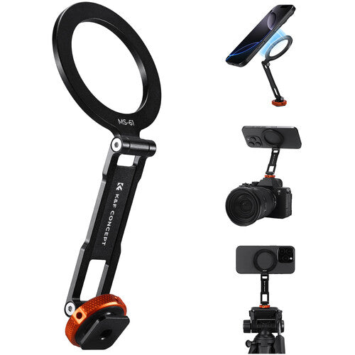 K&F Concept MS-61 Soporte Magnético para Móvil con Cold Shoe Giratorio 360° y Capacidad 1.1 lb