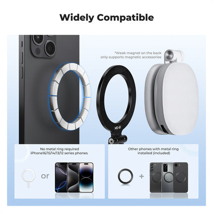 K&F Concept MS-61 Soporte Magnético para Móvil con Cold Shoe Giratorio 360° y Capacidad 1.1 lb