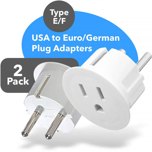 OREI Adaptador de Enchufe USA a Tipo E/F 2 Pack con Tierra
