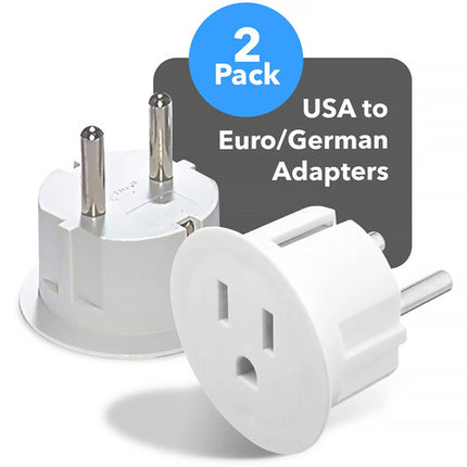 OREI Adaptador de Enchufe USA a Tipo E/F 2 Pack con Tierra