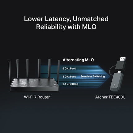 TP-Link Archer TBE400U BE6500 Adaptador USB inalámbrico Wi-Fi 7 Tri-Banda 6452 Mb/s USB-C