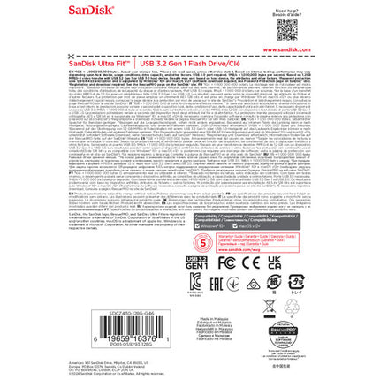 SanDisk Ultra Fit USB-A 3.2 Gen 1 Memoria Flash 128GB 400MB/s