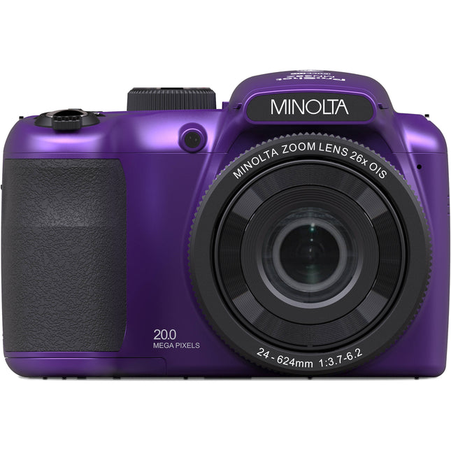 Minolta MN26Z Cámara Digital Morada 20MP Zoom Óptico 26x 32GB
