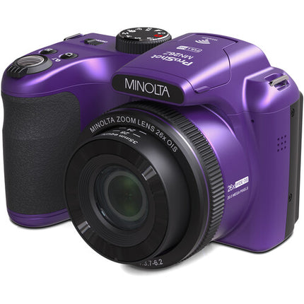 Minolta MN26Z Cámara Digital Morada 20MP Zoom Óptico 26x 32GB