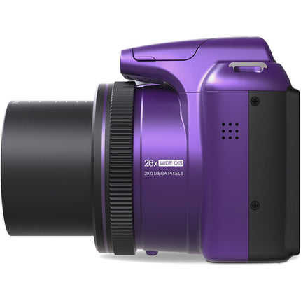 Minolta MN26Z Cámara Digital Morada 20MP Zoom Óptico 26x 32GB
