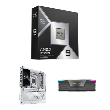AMD Ryzen 9 9950X3D2 Procesador 16 Núcleos 5.6 GHz con Placa ASUS ROG Crosshair X870-E Glacial y RAM Corsair Vengeance DDR5 32GB 6000 MHz