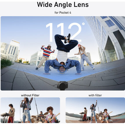 TELESIN Lente Gran Angular 0.72x para DJI Osmo Pocket 3 y 4 con Paño de Limpieza