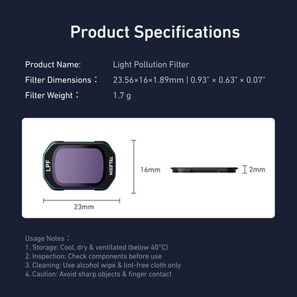 TELESIN Filtro Anticontaminación Lumínica para Cámara DJI Pocket 3 Kit Completo