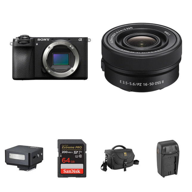 Sony a6700 Cámara Sin Espejo 26MP 4K120p con Lente 16-50mm y Mini Flash