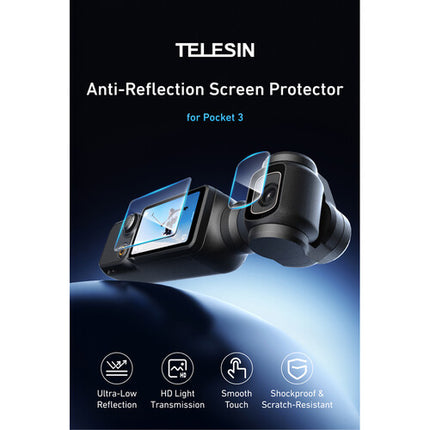 TELESIN Protector de pantalla antirreflejo 9H para DJI Osmo Pocket 3 2.5D Edges Set