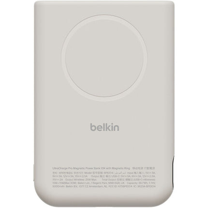 Belkin UltraCharge Pro Power Bank 10K 10000mAh Carga rápida 30W y carga inalámbrica magnética 25W con soporte y pantalla digital