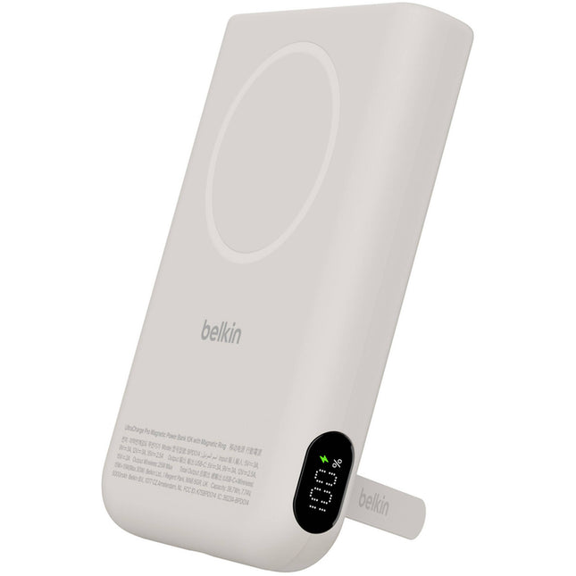 Belkin UltraCharge Pro Power Bank 10K 10000mAh Carga rápida 30W y carga inalámbrica magnética 25W con soporte y pantalla digital