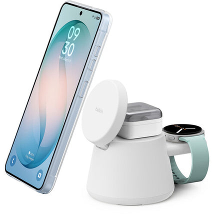 Belkin UltraCharge Modular Base de Carga 3 en 1 Qi2 25W Blanca