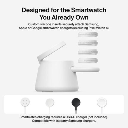 Belkin UltraCharge Modular Base de Carga 3 en 1 Qi2 25W Blanca