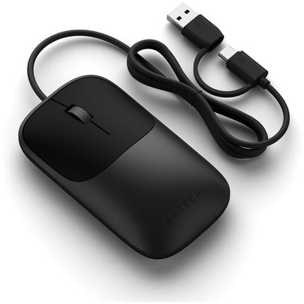 Satechi Slim LX Ratón Alámbrico USB-C Negro Anodizado 3.9 pies Cable