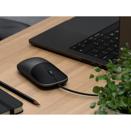 Satechi Slim LX Ratón Alámbrico USB-C Negro Anodizado 3.9 pies Cable