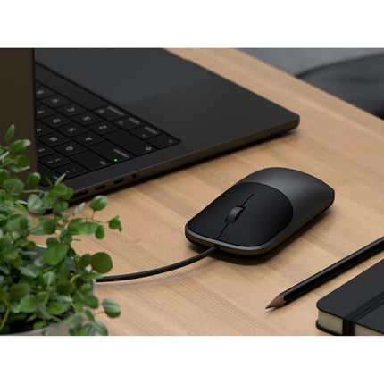 Satechi Slim LX Ratón Alámbrico USB-C Negro Anodizado 3.9 pies Cable