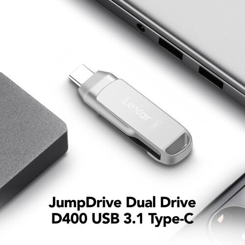 Lexar 128GB JumpDrive Dual Drive D400 USB 3.2 Gen 1 Flash Drive 130 MB/s 2-Pack