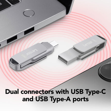 Lexar 128GB JumpDrive Dual Drive D400 USB 3.2 Gen 1 Flash Drive 130 MB/s 2-Pack