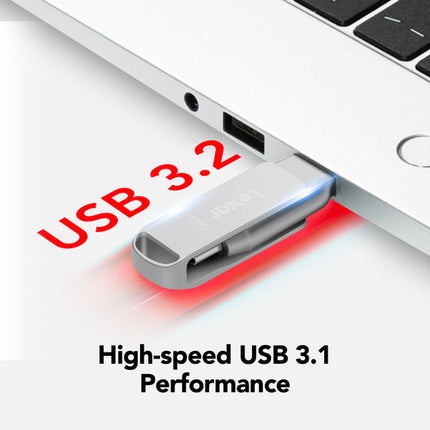 Lexar 128GB JumpDrive Dual Drive D400 USB 3.2 Gen 1 Flash Drive 130 MB/s 2-Pack