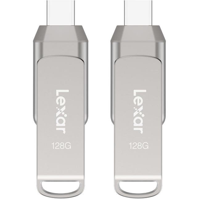 Lexar 128GB JumpDrive Dual Drive D400 USB 3.2 Gen 1 Flash Drive 130 MB/s 2-Pack
