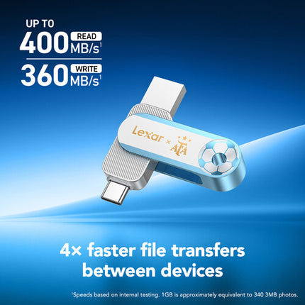 Lexar 128GB JumpDrive Dual Drive D500 USB 3.2 Gen 1 Memoria Flash USB-C USB-A 400 MB/s Lectura 360 MB/s Escritura