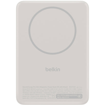 Belkin BoostCharge Slim Power Bank Magnético con Soporte 5000mAh 15W Qi2 y Cable USB-C 2'