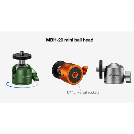 Leofoto MT-03 Tripode Mini de Mesa con Cabezal Bola Capacidad 2kg Altura 2.5-13.5cm Verde