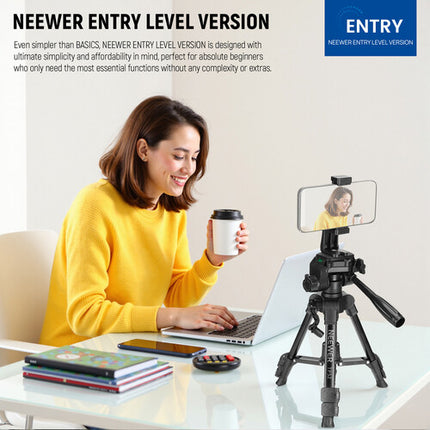 Neewer Basics TP52 Mini Trípode de Escritorio 24.8" Capacidad 2 kg Con Montura Rápida y Soporte para Teléfono
