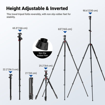 Neewer TP63 Trípode con Cabezal de Bola Altura 90.6 Pulgadas Capacidad 22 lb