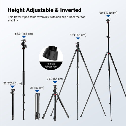 Neewer TP63 Trípode con Cabezal de Bola Altura 90.6 Pulgadas Capacidad 22 lb