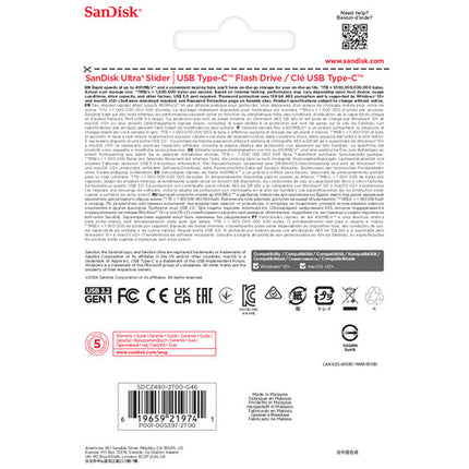 SanDisk 2TB Ultra Slider Memoria USB-C 3.2 Gen 1 400 MB/s