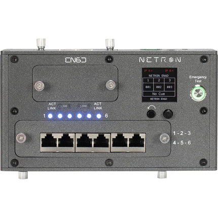 Obsidian EN6D Nodo Ethernet DMX para montaje en riel DIN con pantalla OLED 1.3" y soporte PoE