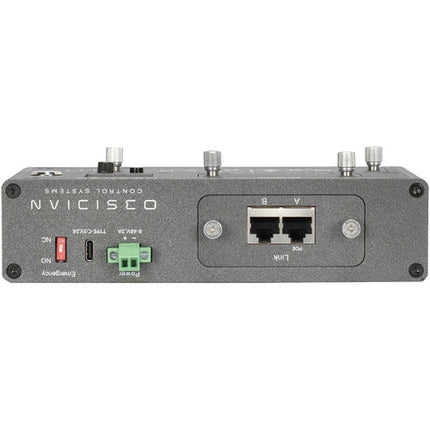 Obsidian EN6D Nodo Ethernet DMX para montaje en riel DIN con pantalla OLED 1.3" y soporte PoE