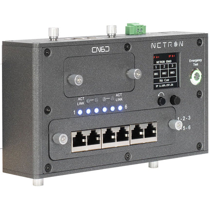 Obsidian EN6D Nodo Ethernet DMX para montaje en riel DIN con pantalla OLED 1.3" y soporte PoE