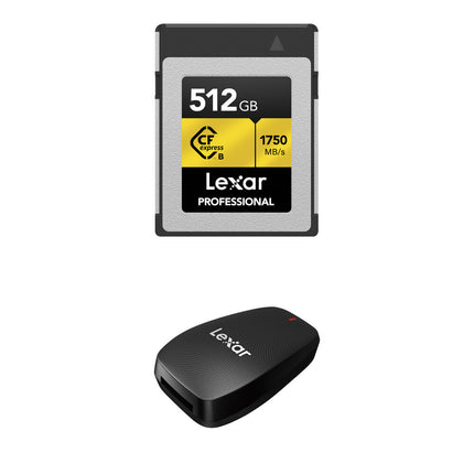 Lexar 512GB Profesional Tarjeta de Memoria CFexpress Tipo B con Lector USB 3.2 Gen 2x2 y Cable 2 en 1