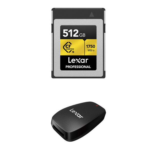 Lexar 512GB Profesional Tarjeta de Memoria CFexpress Tipo B con Lector USB 3.2 Gen 2x2 y Cable 2 en 1