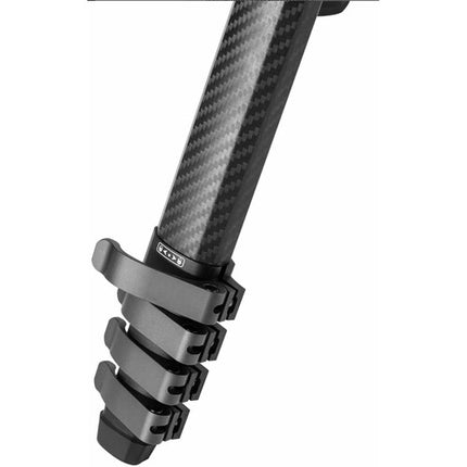 Fotopro O-9 Trípode de Fibra de Carbono con Cabezal Fluido MH-12 61.3" altura máxima capacidad 13.2 lb