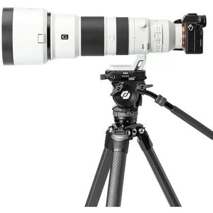 Fotopro O-9 Trípode de Fibra de Carbono con Cabezal Fluido MH-12 61.3" altura máxima capacidad 13.2 lb