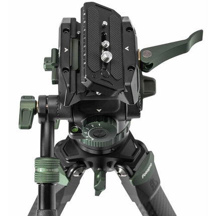 Fotopro O-9 Trípode de Fibra de Carbono 61.3 pulg Altura Máx con Cabezal MH-12 Fluid