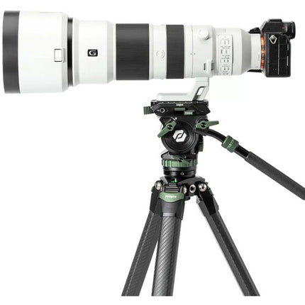 Fotopro O-9 Trípode de Fibra de Carbono 61.3 pulg Altura Máx con Cabezal MH-12 Fluid