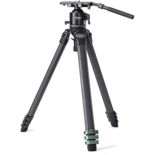 Fotopro O-10 trípode de fibra de carbono con cabezal MH-13Q capacidad 8 kg altura 26 a 170 cm